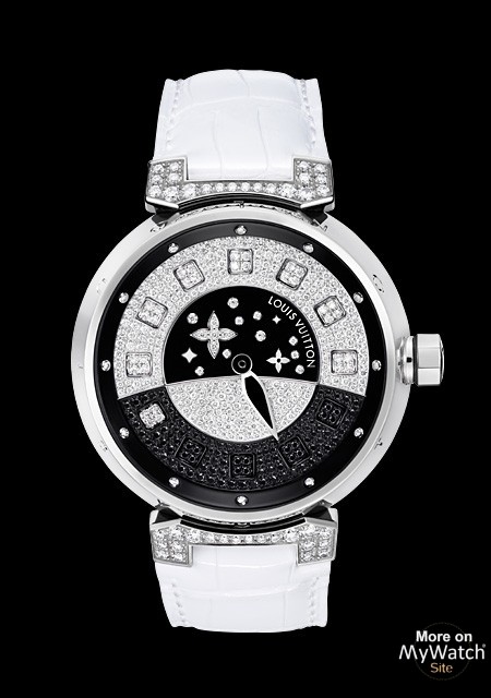 Tambour Spin Time Joaillerie - White Gold - Black and White Diamonds - Louis Vuitton