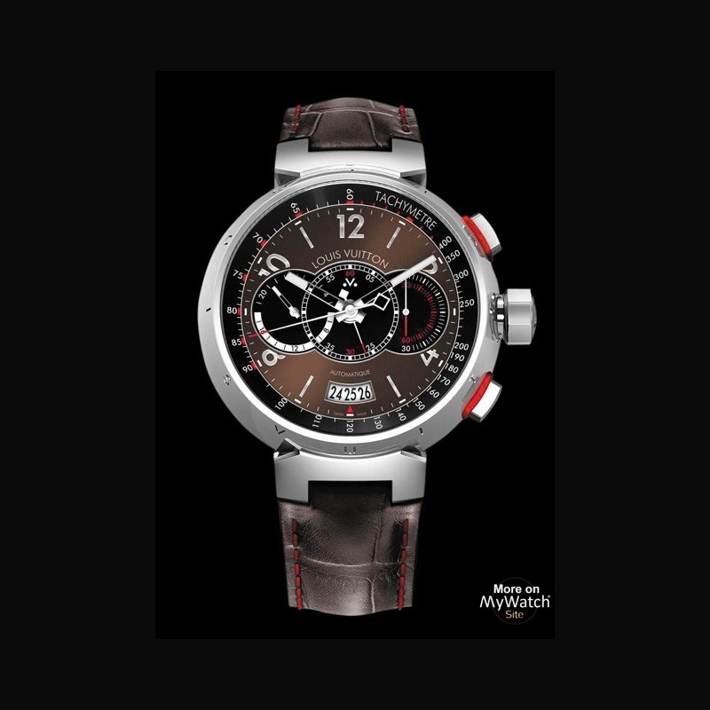 Watch Louis Vuitton Tambour Chronographe Automatique Voyagez Essentiel Brun | Tambour Edition ...