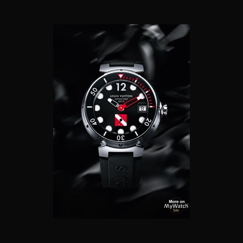 Watch Louis Vuitton Tambour Diving II Noir XL  Tambour Diving II Steel -  Black Rubber Strap