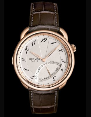 Watch Hermès Arceau Marquetrie de Paille  Arceau White Gold - Squares  Motif Dial - Alligator Strap