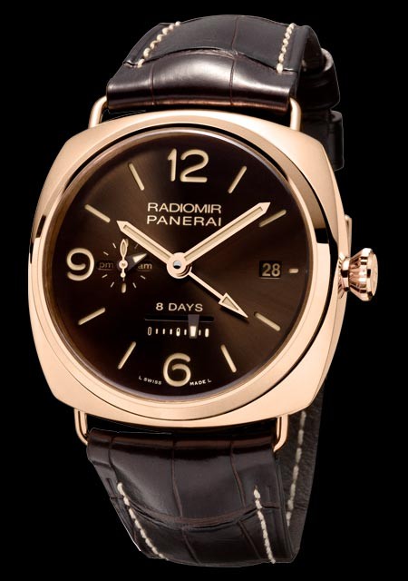 Watch Panerai Radiomir 8 Days GMT Oro Rosso Special Editions PAM00395 Red Gold Brown Dial