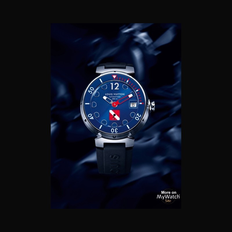 Watch Louis Vuitton Tambour Diving II Bleu  Tambour Diving II Steel -  Rubber Bracelet