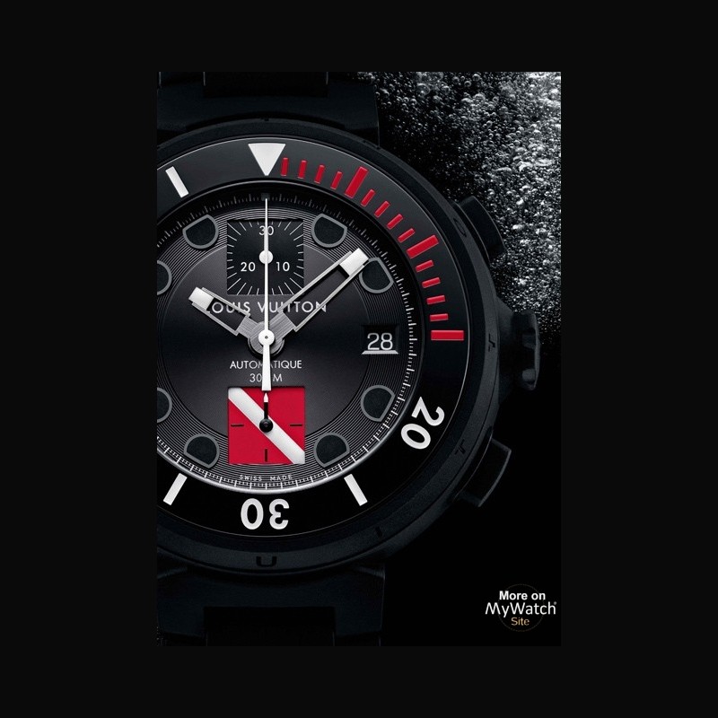 Watch Louis Vuitton Tambour Diving II Noir XL  Tambour Diving II Steel -  Black Rubber Strap