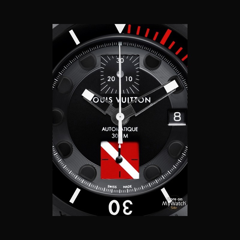 Watch Louis Vuitton Tambour Diving II Noir XL  Tambour Diving II Steel -  Black Rubber Strap