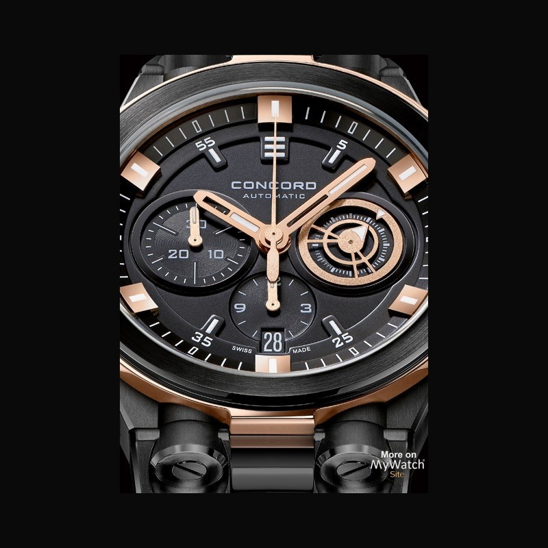 Watch Concord C2 Chronograph | C2 0320189 Black PVD Steel - Pink Gold ...