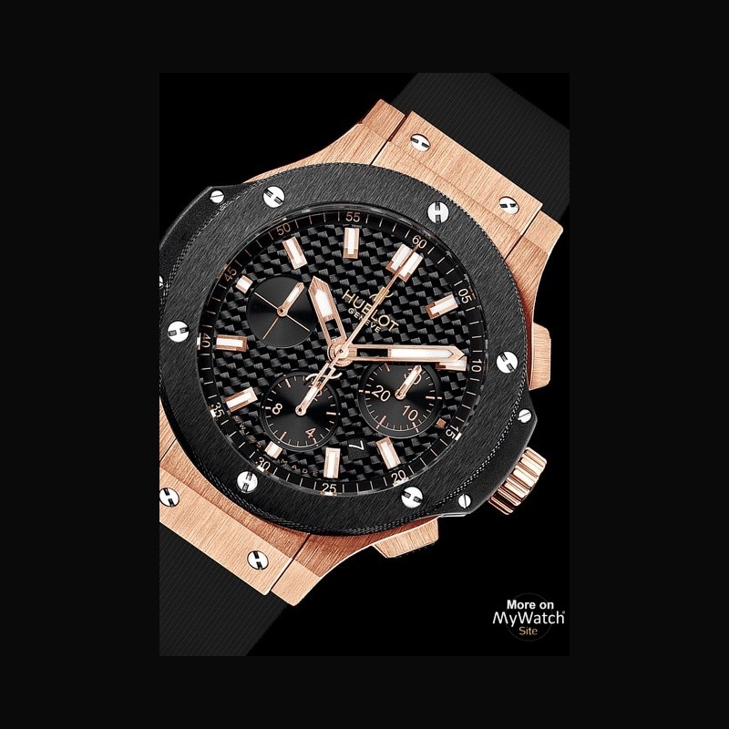 Hublot Big Bang Original Chronograph Gold Ceramic 44mm Black Carbon Fibre  Dial Rubber Strap 301.PM.1780.RX - BRAND NEW