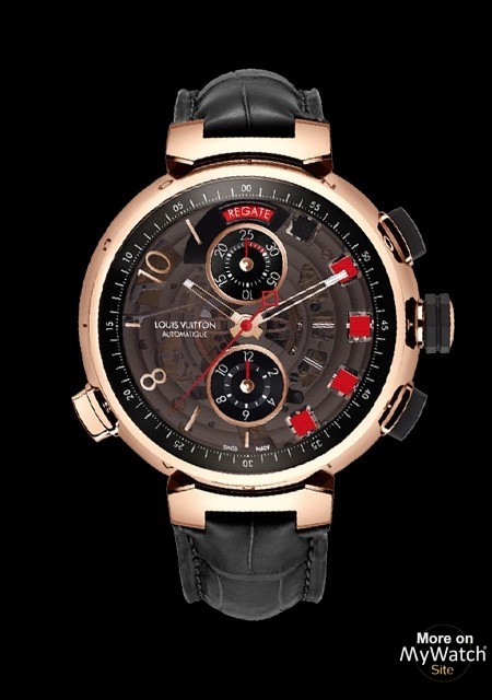 Tambour chronographe pink gold watch Louis Vuitton Brown in Pink