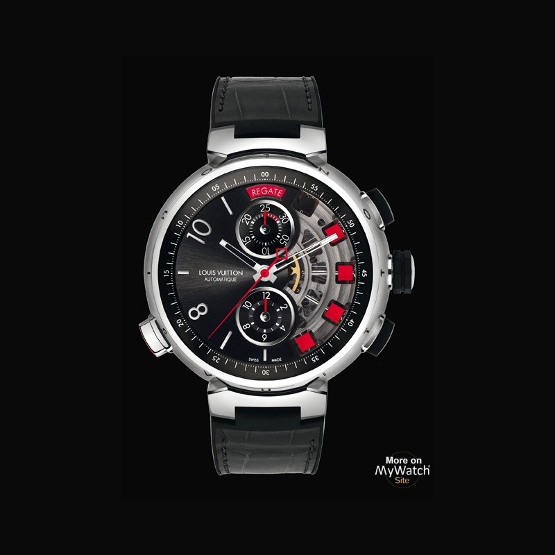 Watch Louis Vuitton Tambour Spin Time Régate Titane  Tambour Spin Time  Titanium - Alligator and Rubber Strap