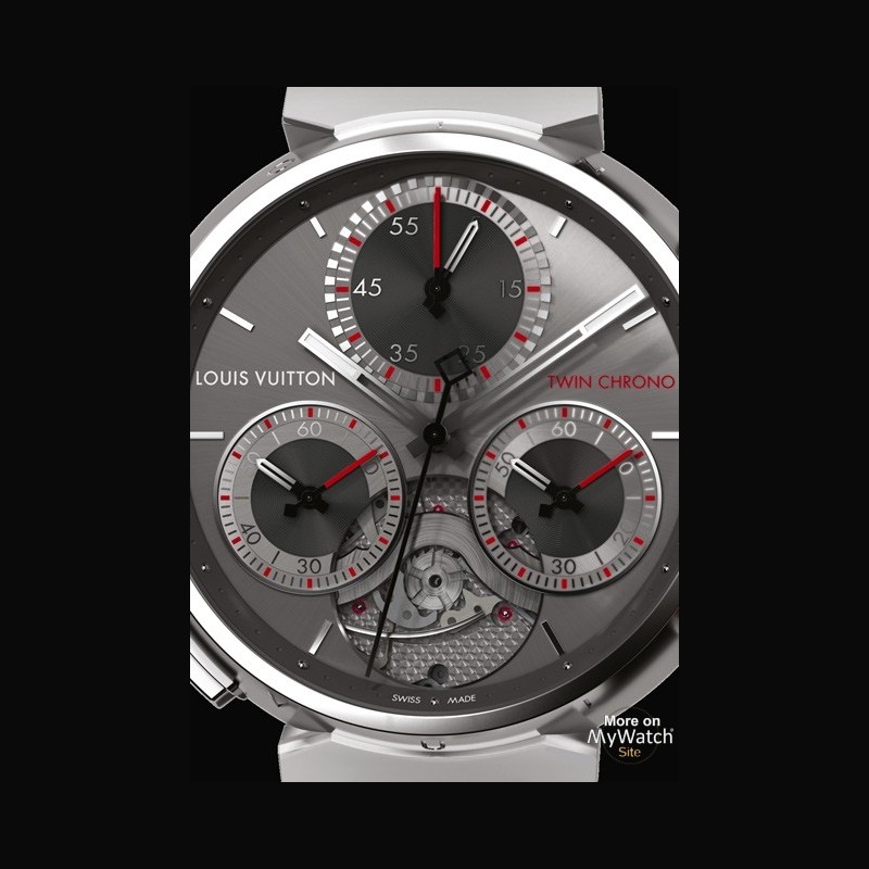 Watch Louis Vuitton Tambour Twin Chrono Grand Sport  Tambour White Gold -  Grey Alligator and Black Calfskin Strap