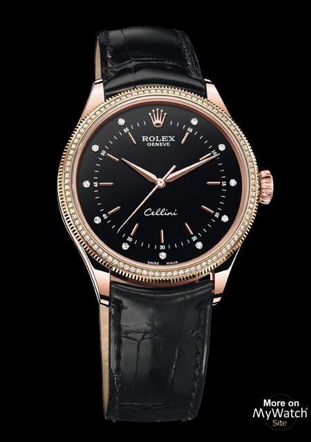 rolex cellini rhodium dial men's automatic watch with alligator leather band