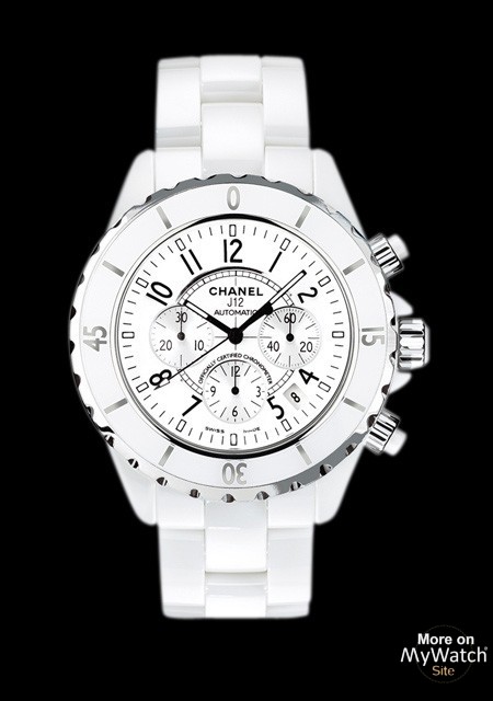 H1008 J12 Chanel Ceramic White Chronograph Dial Diamond Bezel Automatic  Womens Watch.