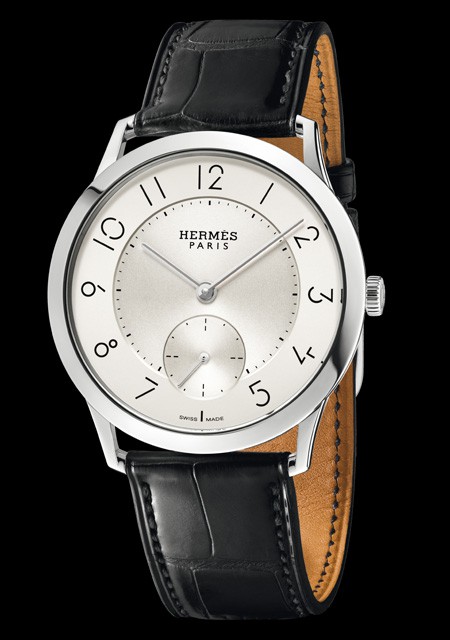 Watch Slim d'Hermès | Accueil Steel - Alligator Strap