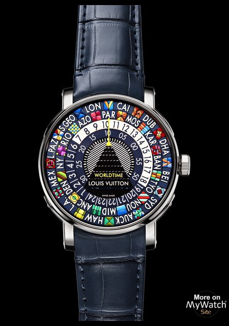 Watch Louis Vuitton Escale Wolrdtime Blue  Escale Q5EK50 Titanium - White  Gold - Alligator strap