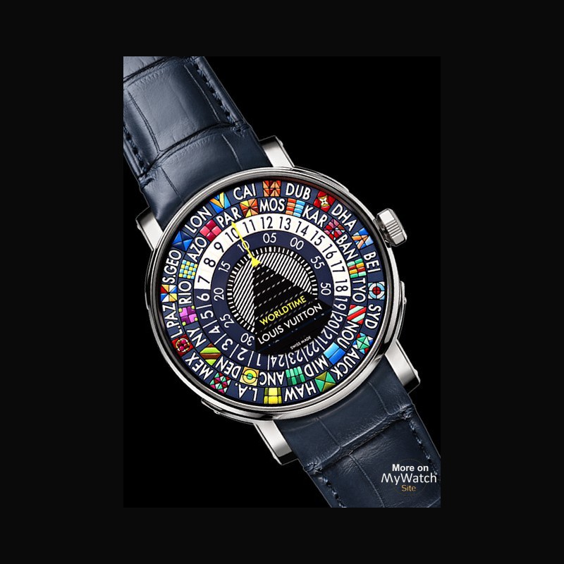 Louis Vuitton Black Titanium Escale Worldtime Men's Wristwatch