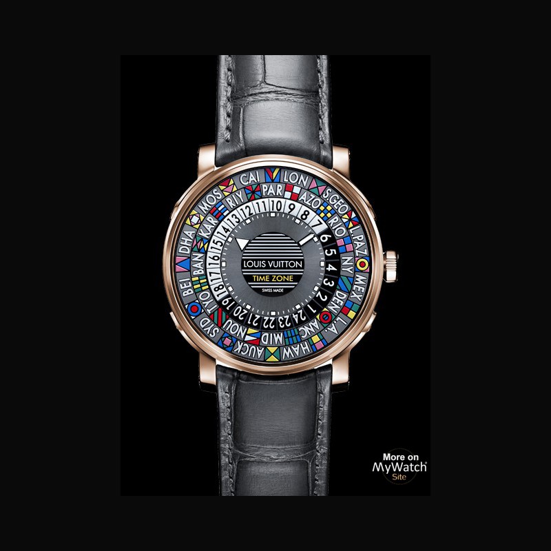 Watch Louis Vuitton Escale Time Zone  Escale Q5EK40 Steel - Pink Gold -  Alligator strap