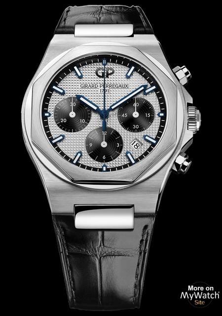 Laureato Chronographe - Acier sur cuir cadran argenté