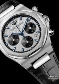 Laureato Chronographe - Acier sur cuir cadran argenté