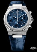 Laureato Chronographe - Acier sur cuir cadran bleu foncé