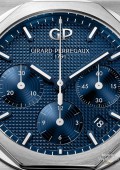 Laureato Chronographe - Acier sur cuir cadran bleu foncé