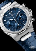 Laureato Chronographe - Acier sur cuir cadran bleu foncé