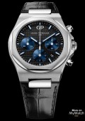 Laureato Chronographe - Acier sur cuir cadran noir