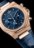 Laureato Chronographe - Or rose sur cuir cadran bleu foncé