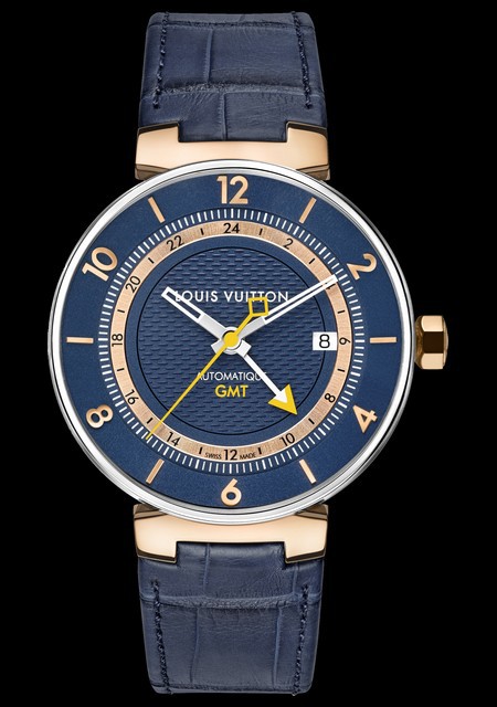 Watch Louis Vuitton Tambour Moon Blue & Gold GMT | Tambour