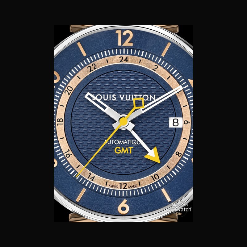 Louis Vuitton® Tambour Moon Dual Time, Quartz, 35MM, Diamonds Blue