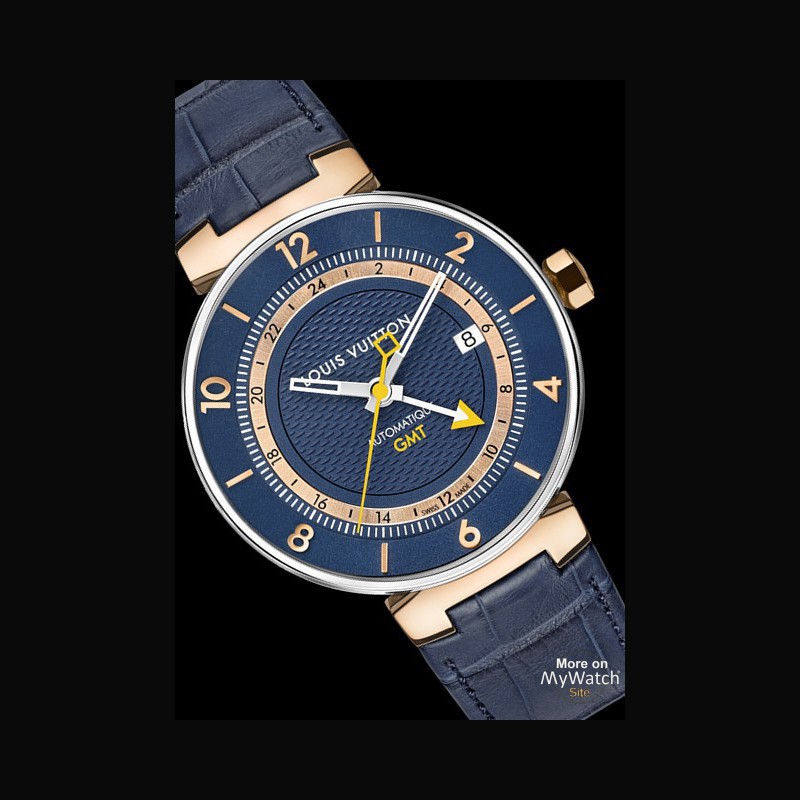 Watch Louis Vuitton TAMBOUR MOON BLUE  Tambour Stainless Steel - Matt Blue  Dial