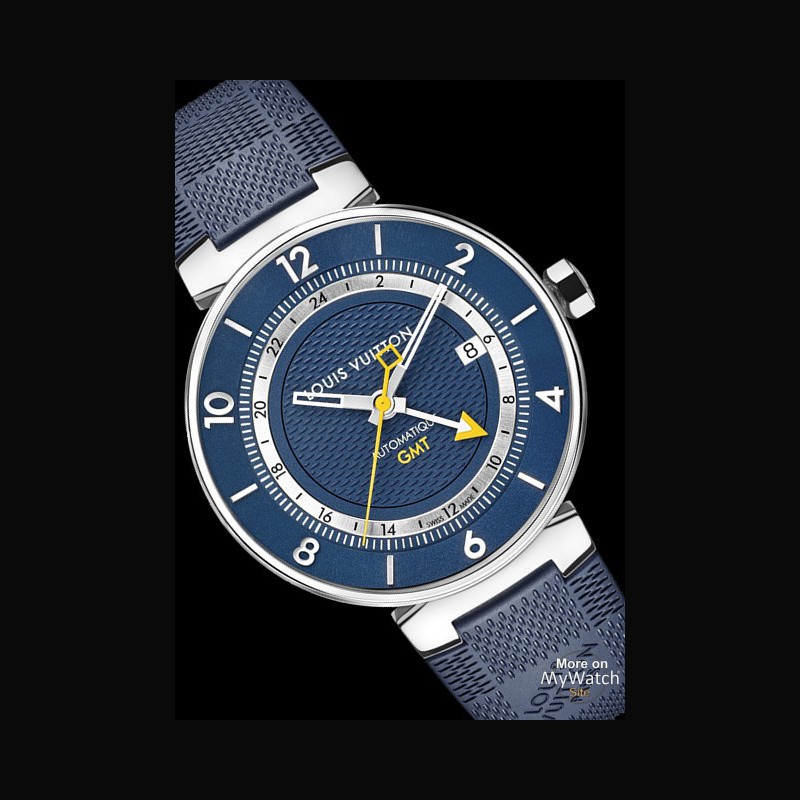 Watch Louis Vuitton TAMBOUR MOON BLUE  Tambour Stainless Steel - Matt Blue  Dial