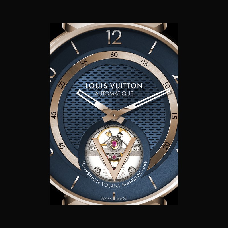 Louis Vuitton® Tambour Moon Dual Time, Quartz, 35MM, Diamonds Blue