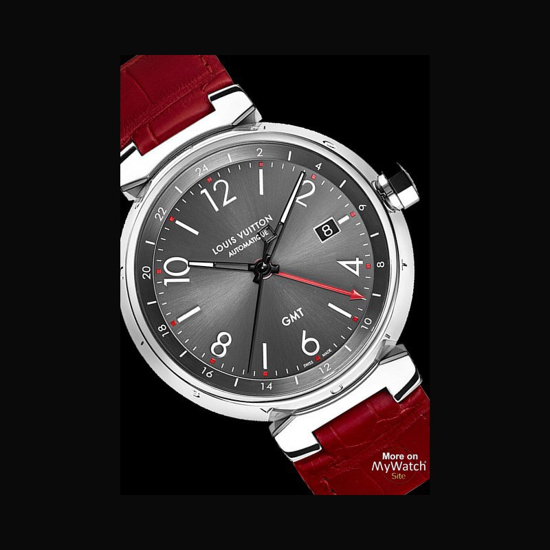 Watch Louis Vuitton Tambour Essentiel Grey - GMT Date | Tambour Essentials Steel - Grey Dial ...