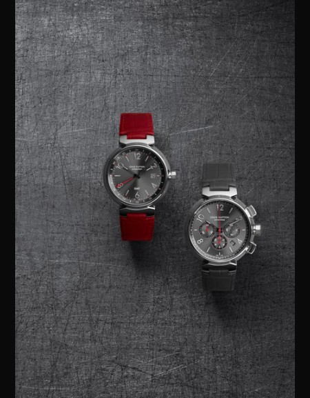 Tambour Essentiel Grey - GMT Date - strap rouge  -