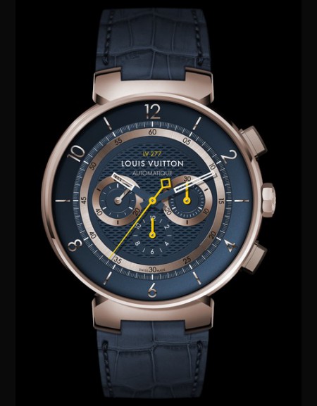 Watch Louis Vuitton TAMBOUR MOON BLUE  Tambour Stainless Steel - Matt Blue  Dial