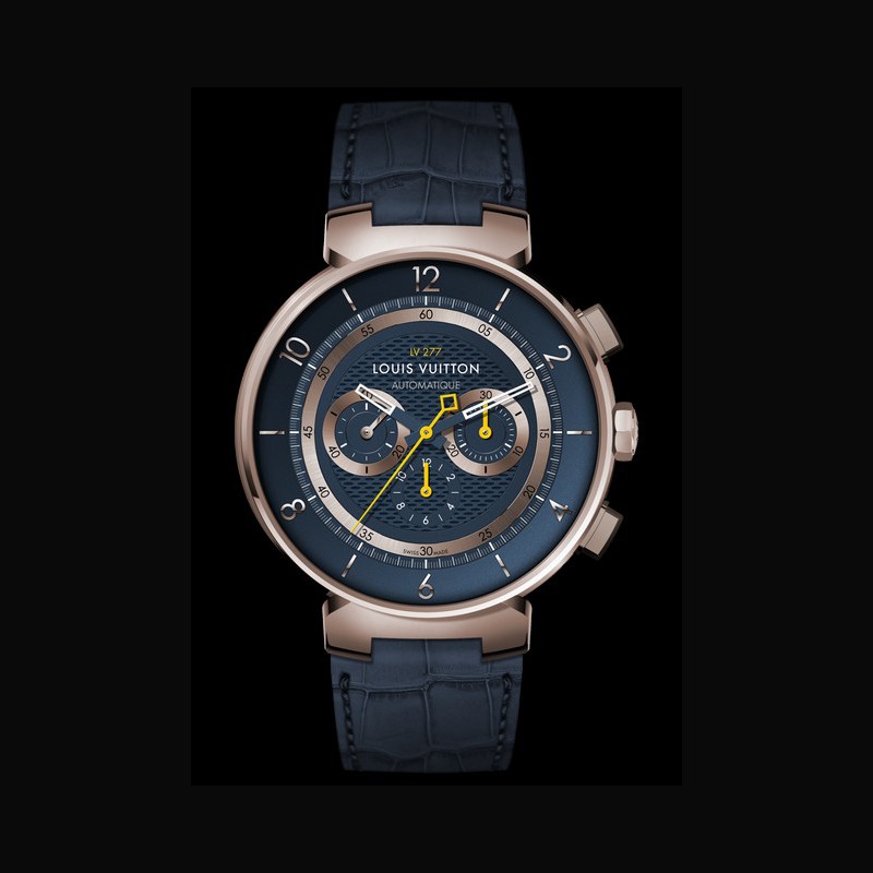 Watch Louis Vuitton TAMBOUR MOON BLUE  Tambour Stainless Steel - Matt Blue  Dial