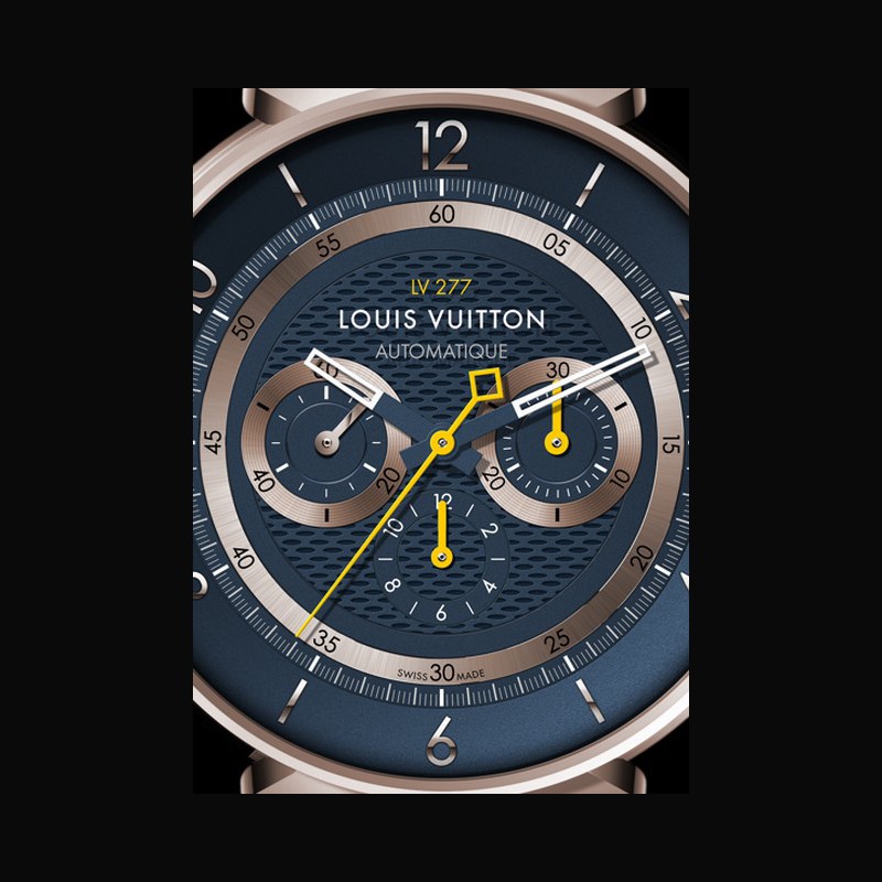 Watch Louis Vuitton TAMBOUR MOON BLUE | Tambour Stainless Steel - Matt Blue Dial