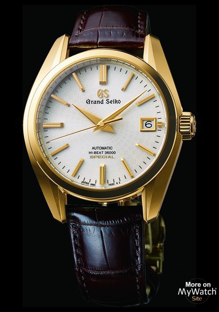 Grand Seiko 9S anniversaire cuir marron boîtier or jaune