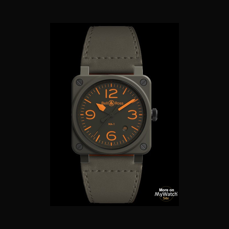 Watch BR03-92-MA-1  Bell & Ross Ceramic - Khaki Dial - Strap