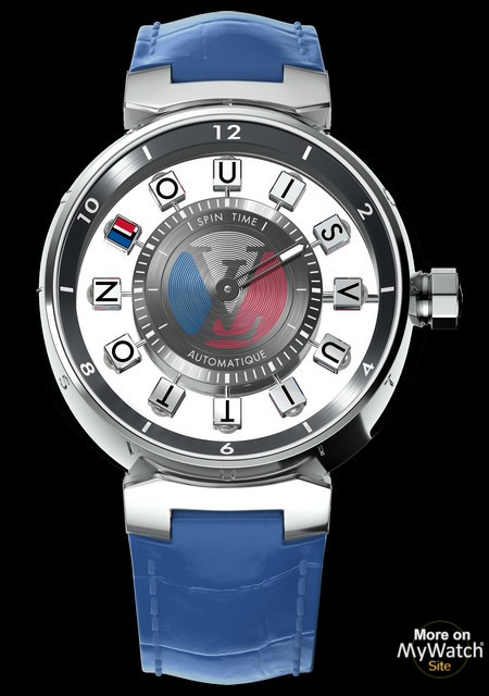A fun way of reading the time: Louis Vuitton Tambour Spin Time Air Paved  dressed in new finery 