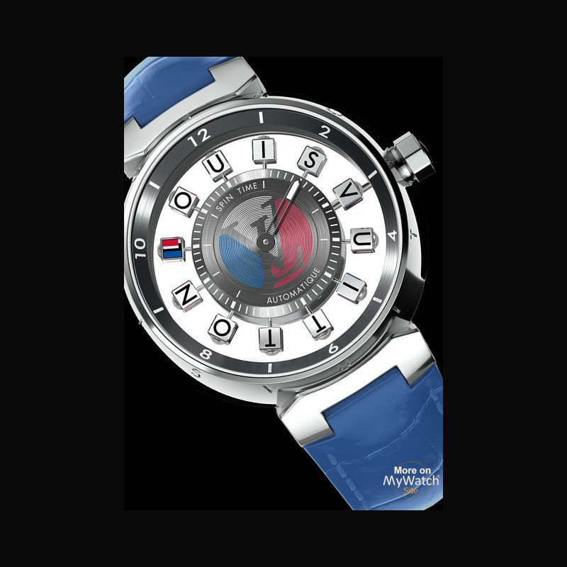 Watch Louis Vuitton Tambour Spin Time Air | Tambour Spin Time Q1EG60 White Gold - Strap Alligator