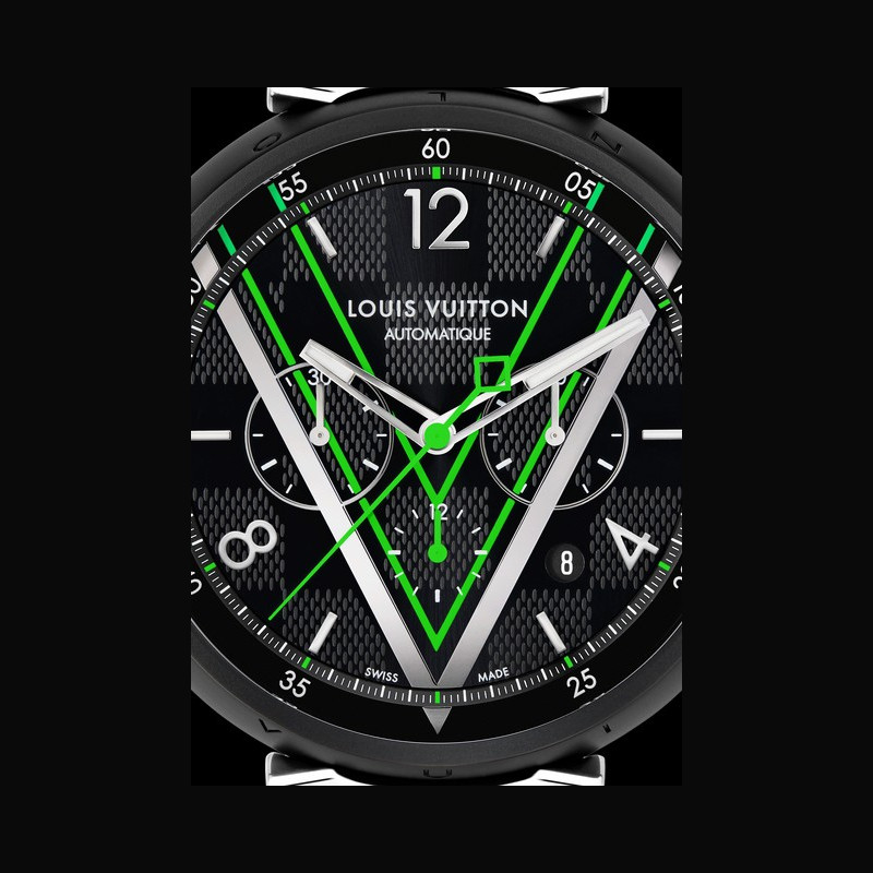 Louis Vuitton Icon Tambour Damier Graphite mens watch, Louis Vuitton