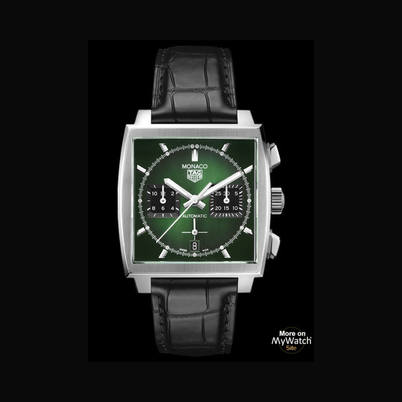 Watch TAG Heuer Monaco Green Dial  MONACO CBL2116.FC6497 Steel - Green  Dial - Alligator Strap