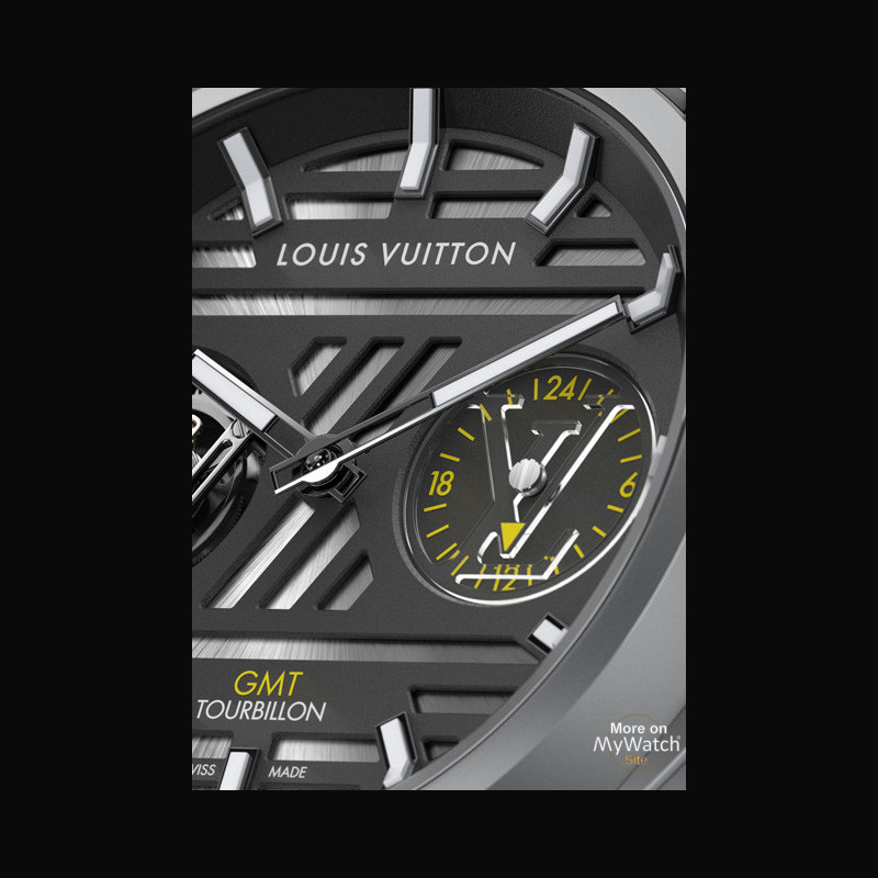 Watch Louis Vuitton Tambour Curve GMT Flying Tourbillon  Tambour Q1BB3Y  Titanium - Meteorite Dial - Rubber Strap