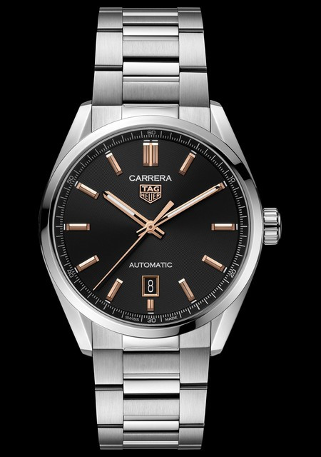 Watch TAG Heuer Carrera Date 39 mm CARRERA WBN2113.BA0639 Steel Polished Fine Brushed Rose Gold Black Dial Bracelet