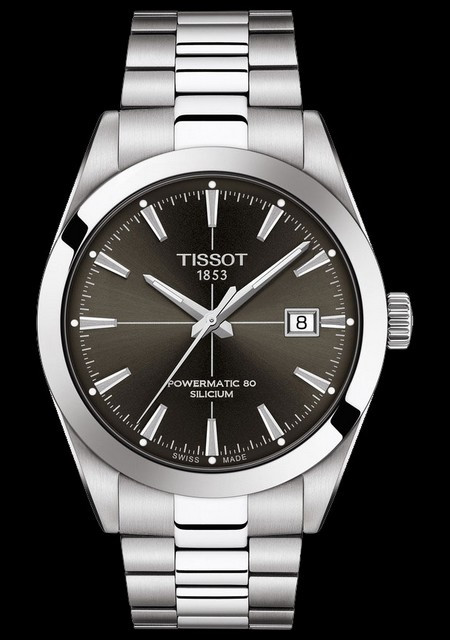 TISSOT POWERMATIC 80 SILICIUM 自動巻き時計 Tissot Men's Powermatic 80 Silicium Watch in Stainless Steel