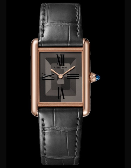 Cartier - Tank Louis Cartier Large Rose Gold Sapphire Leather