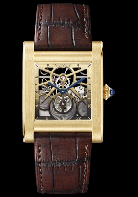 Watch Tank Normale Watch - Skeleton  Cartier Yellow Gold - Alligator-Skin  Strap