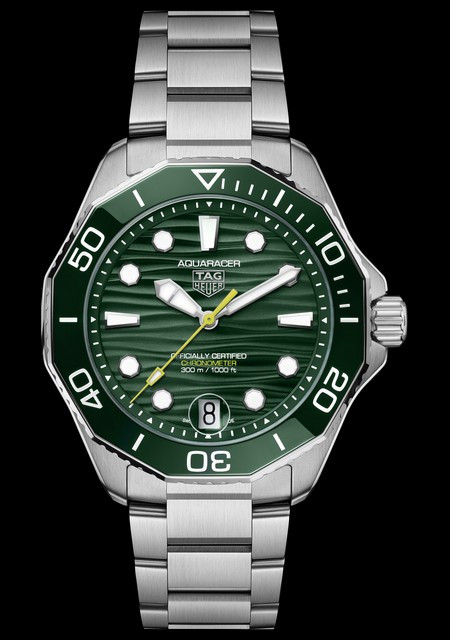 Watch Tag Heuer Aquaracer Professional 300 Date TAG Heuer WBP5116.BA0013 Steel Fine Brushed Polished Green Dial Brace