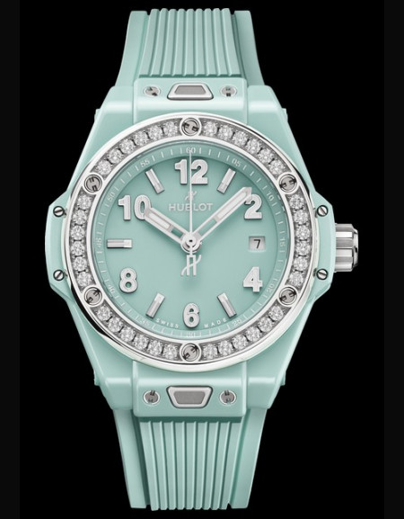 Big Bang One Click Mint Green Ceramic Diamonds