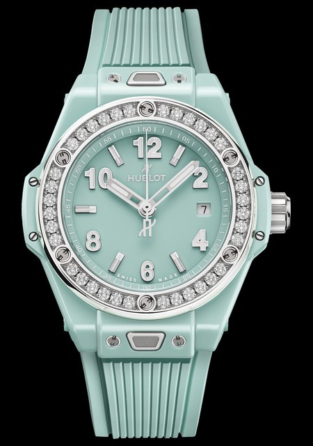 Big Bang One Click Mint Green Ceramic Diamonds